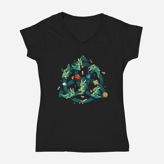 Celtic Dragon-Womens-V-Neck-Tee-Vallina84