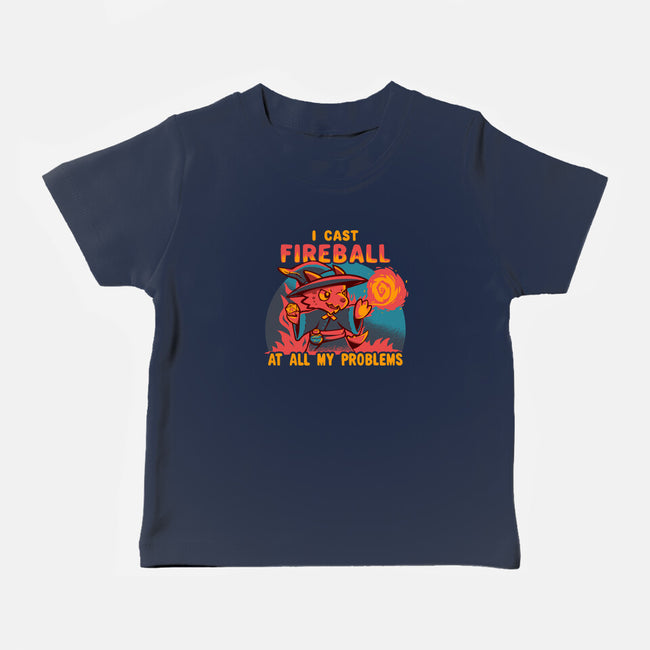 I Cast Fireball At All Problems-Baby-Basic-Tee-TechraNova