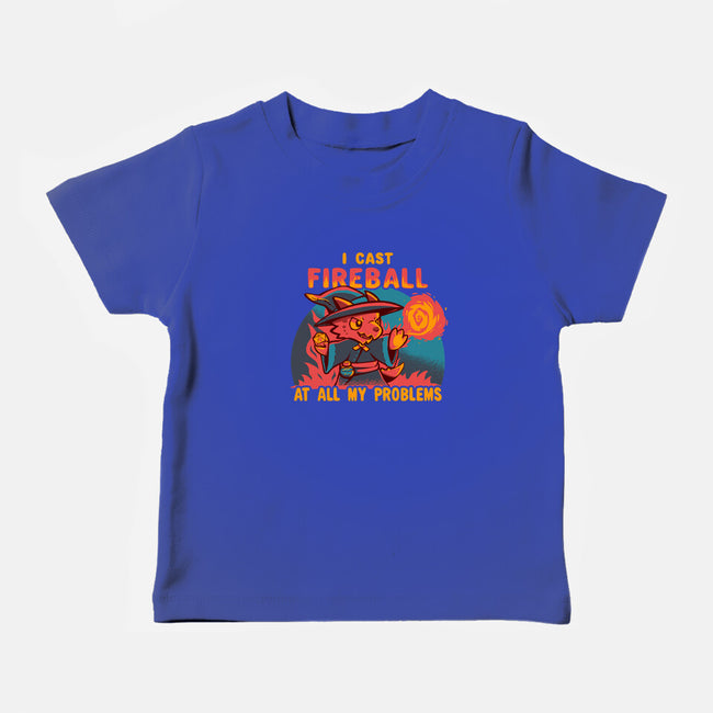 I Cast Fireball At All Problems-Baby-Basic-Tee-TechraNova