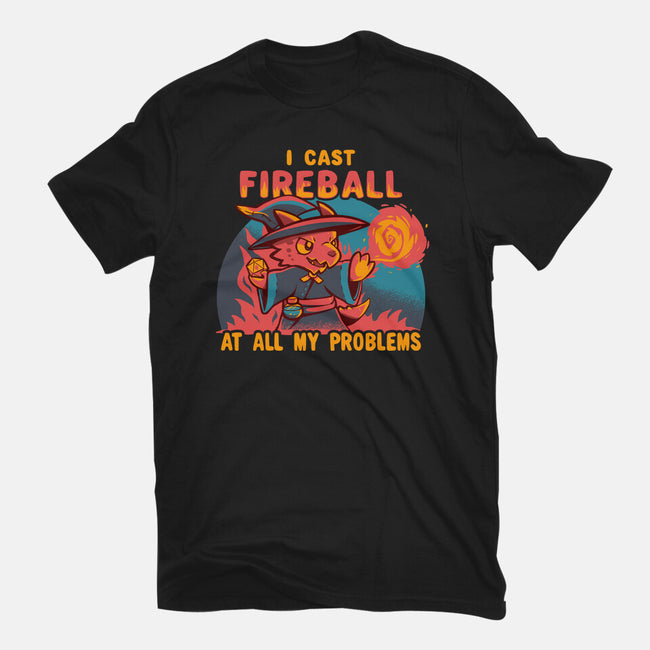 I Cast Fireball At All Problems-Unisex-Basic-Tee-TechraNova