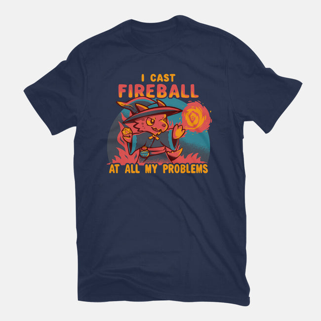 I Cast Fireball At All Problems-Unisex-Basic-Tee-TechraNova