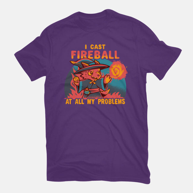 I Cast Fireball At All Problems-Youth-Basic-Tee-TechraNova