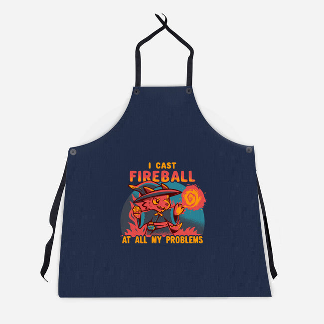I Cast Fireball At All Problems-Unisex-Kitchen-Apron-TechraNova
