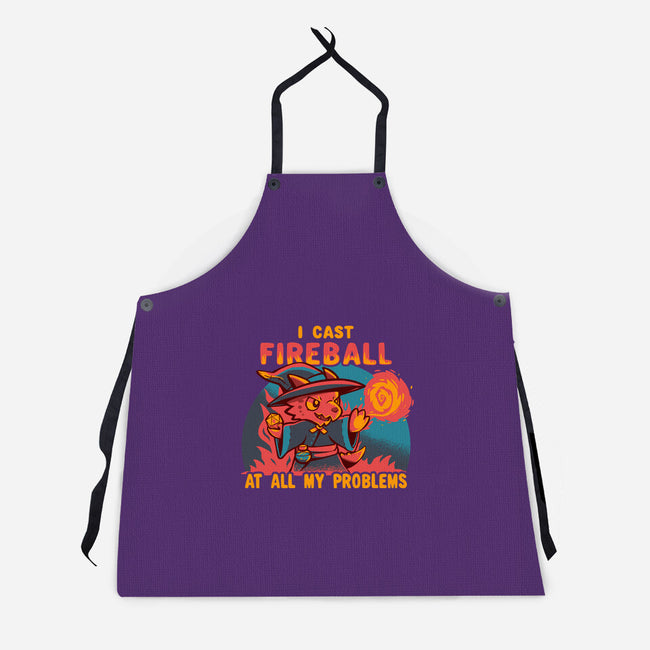 I Cast Fireball At All Problems-Unisex-Kitchen-Apron-TechraNova