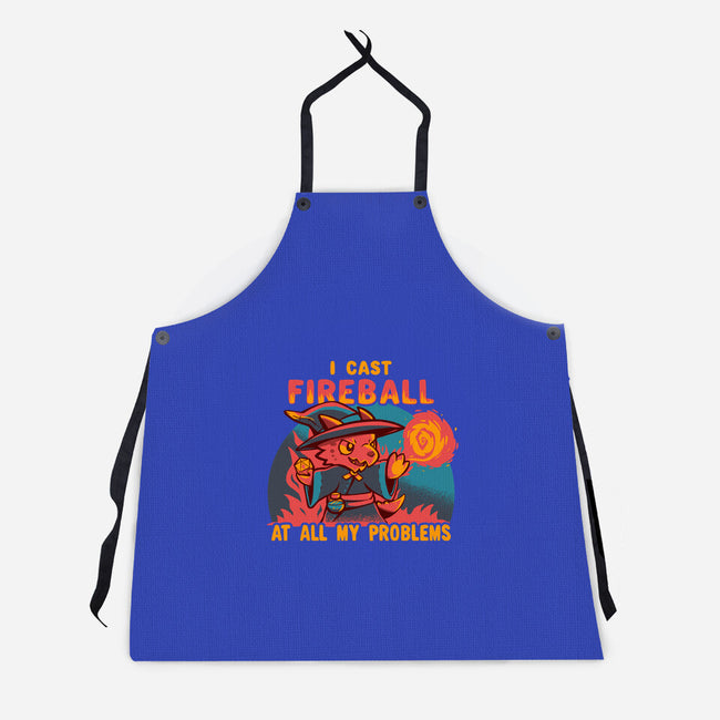 I Cast Fireball At All Problems-Unisex-Kitchen-Apron-TechraNova