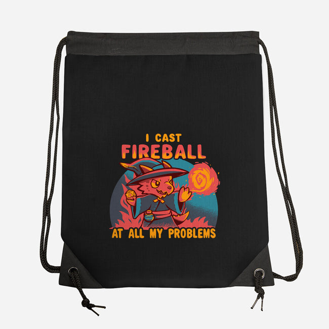I Cast Fireball At All Problems-None-Drawstring-Bag-TechraNova