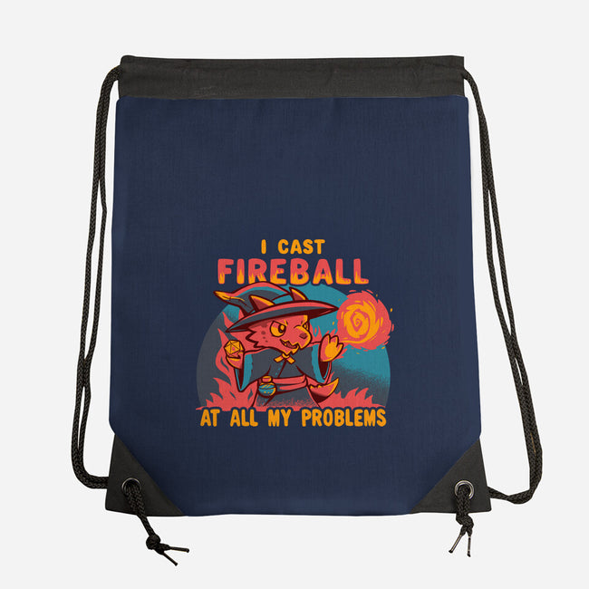 I Cast Fireball At All Problems-None-Drawstring-Bag-TechraNova