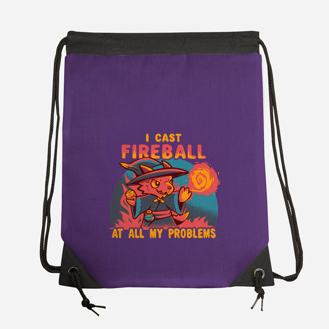 I Cast Fireball At All Problems-None-Drawstring-Bag-TechraNova