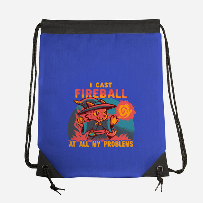 I Cast Fireball At All Problems-None-Drawstring-Bag-TechraNova