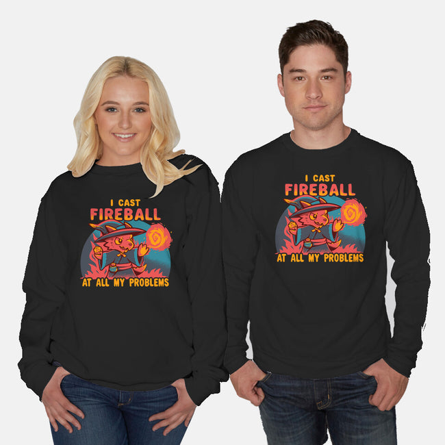 I Cast Fireball At All Problems-Unisex-Crew Neck-Sweatshirt-TechraNova