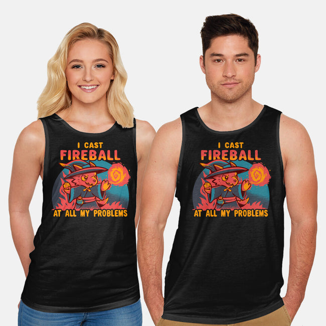 I Cast Fireball At All Problems-Unisex-Basic-Tank-TechraNova