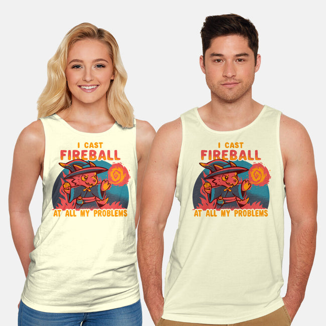 I Cast Fireball At All Problems-Unisex-Basic-Tank-TechraNova