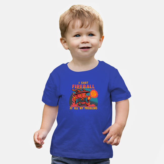 I Cast Fireball At All Problems-Baby-Basic-Tee-TechraNova