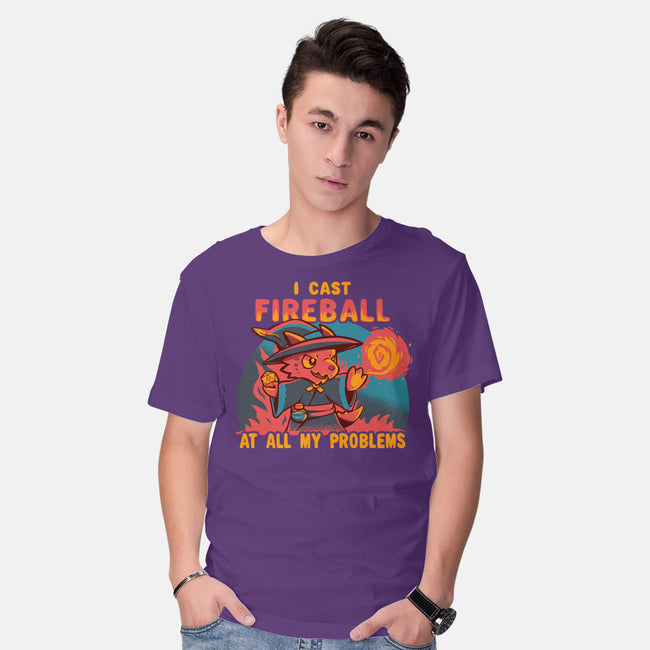 I Cast Fireball At All Problems-Mens-Basic-Tee-TechraNova