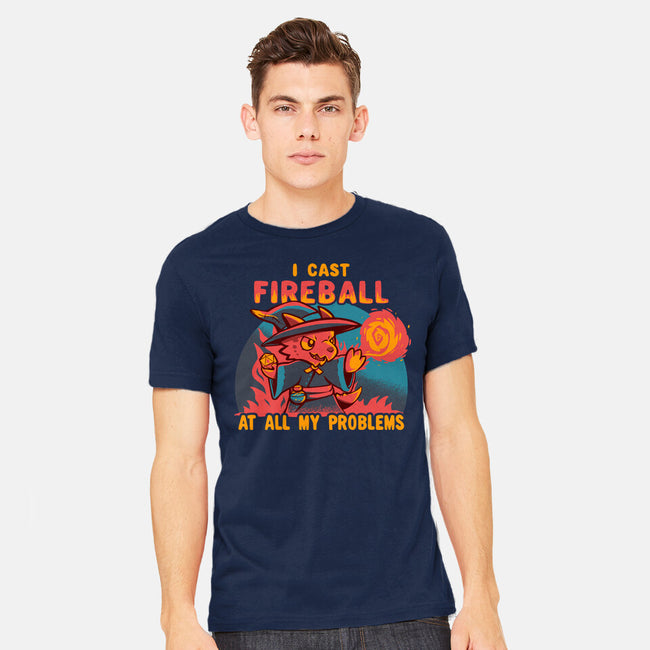 I Cast Fireball At All Problems-Mens-Heavyweight-Tee-TechraNova
