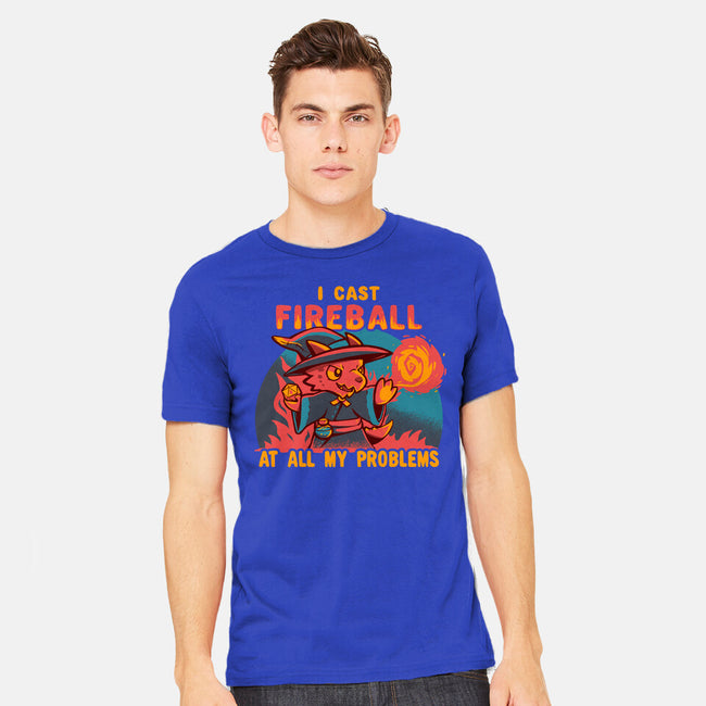 I Cast Fireball At All Problems-Mens-Heavyweight-Tee-TechraNova