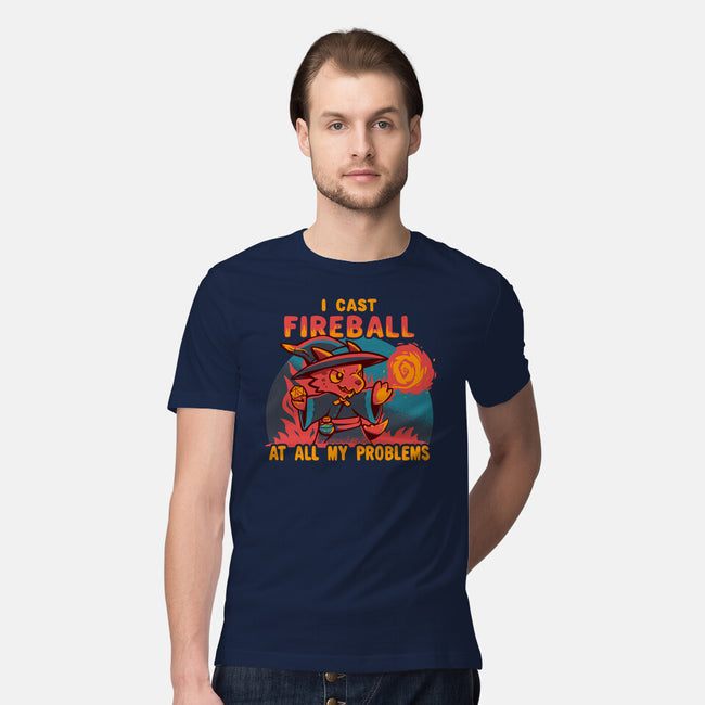 I Cast Fireball At All Problems-Mens-Premium-Tee-TechraNova