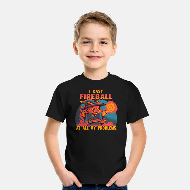 I Cast Fireball At All Problems-Youth-Basic-Tee-TechraNova