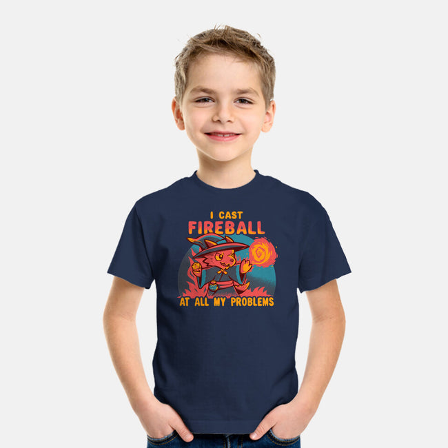 I Cast Fireball At All Problems-Youth-Basic-Tee-TechraNova
