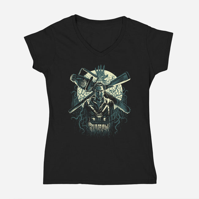 Retro Ash-Womens-V-Neck-Tee-zascanauta