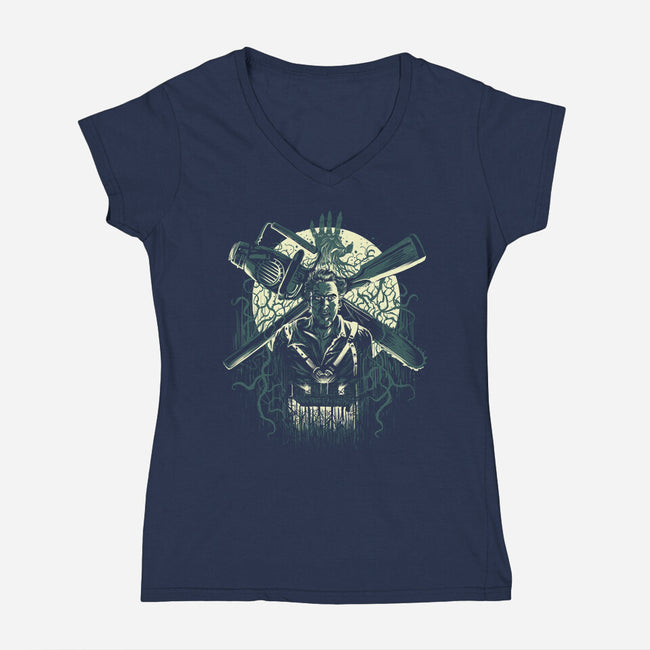 Retro Ash-Womens-V-Neck-Tee-zascanauta