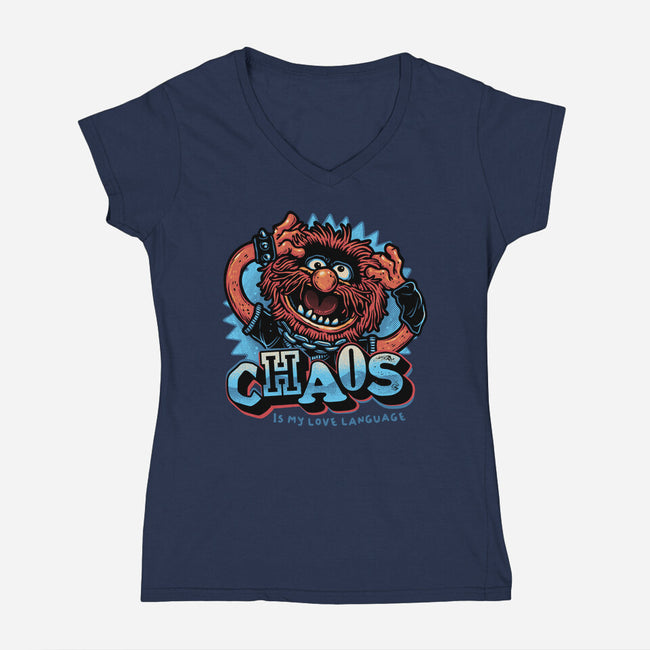Chaos Is My Love Language-Womens-V-Neck-Tee-glitchygorilla