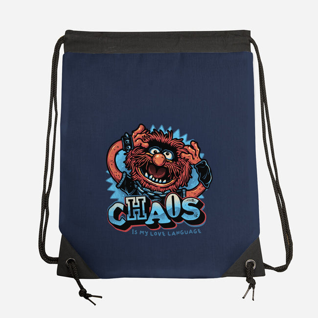 Chaos Is My Love Language-None-Drawstring-Bag-glitchygorilla