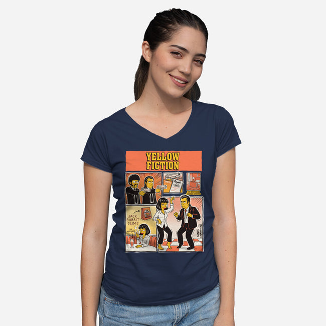 Yellow Fiction-Womens-V-Neck-Tee-P1yu5h
