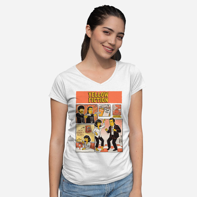 Yellow Fiction-Womens-V-Neck-Tee-P1yu5h