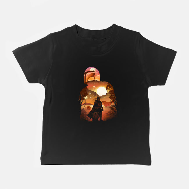 Bounty Hunter Sunset-Baby-Basic-Tee-dandingeroz