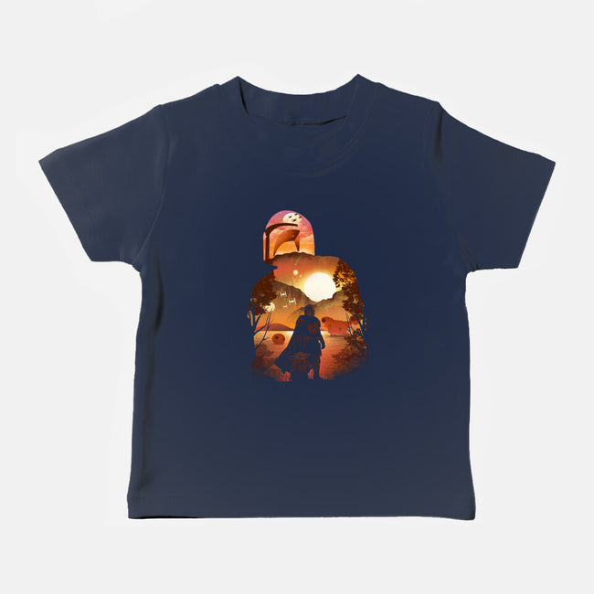 Bounty Hunter Sunset-Baby-Basic-Tee-dandingeroz