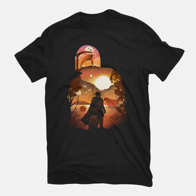 Bounty Hunter Sunset-Mens-Heavyweight-Tee-dandingeroz
