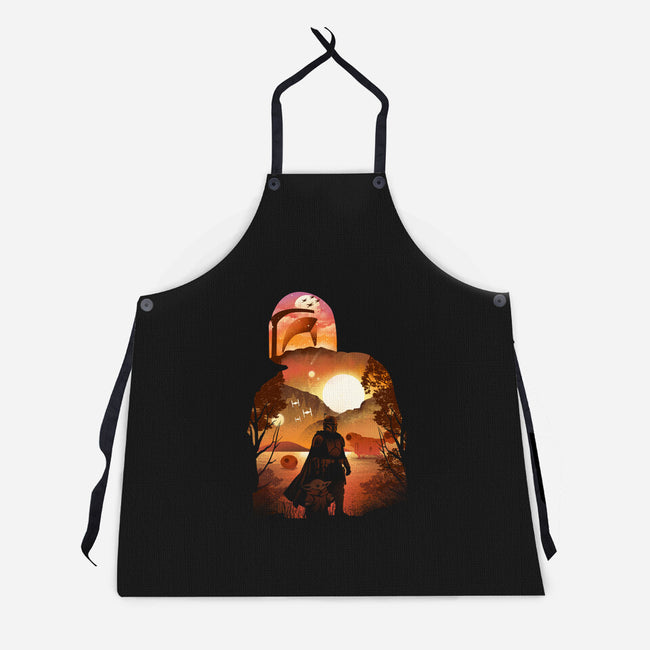 Bounty Hunter Sunset-Unisex-Kitchen-Apron-dandingeroz