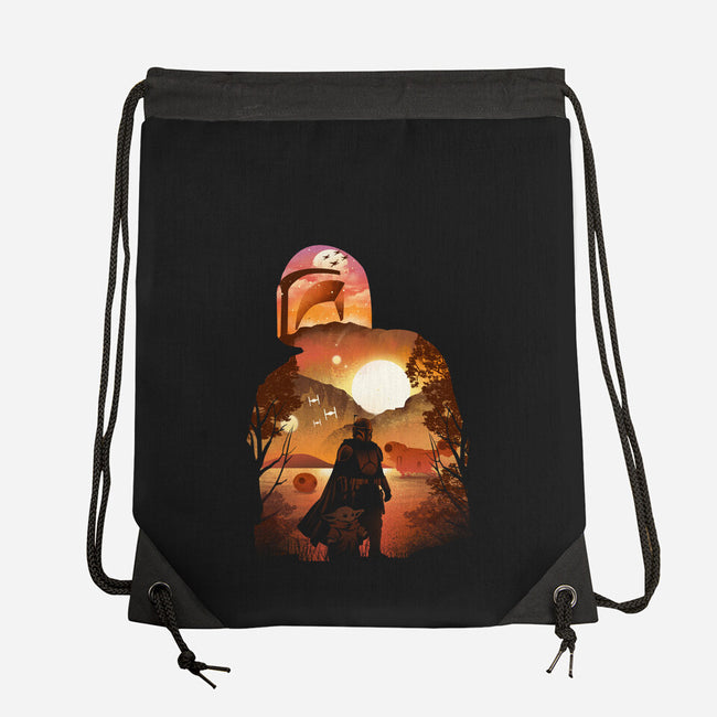 Bounty Hunter Sunset-None-Drawstring-Bag-dandingeroz