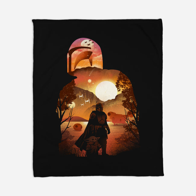 Bounty Hunter Sunset-None-Fleece-Blanket-dandingeroz