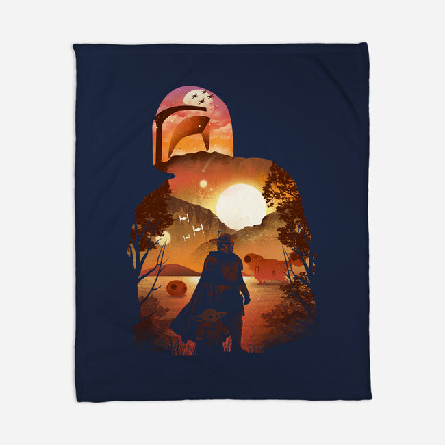 Bounty Hunter Sunset-None-Fleece-Blanket-dandingeroz