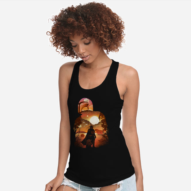 Bounty Hunter Sunset-Womens-Racerback-Tank-dandingeroz