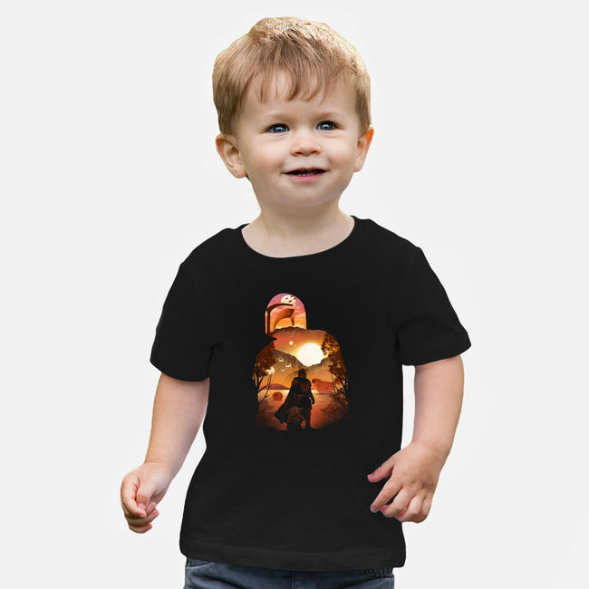 Bounty Hunter Sunset-Baby-Basic-Tee-dandingeroz