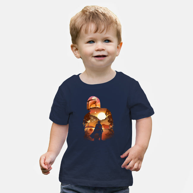 Bounty Hunter Sunset-Baby-Basic-Tee-dandingeroz
