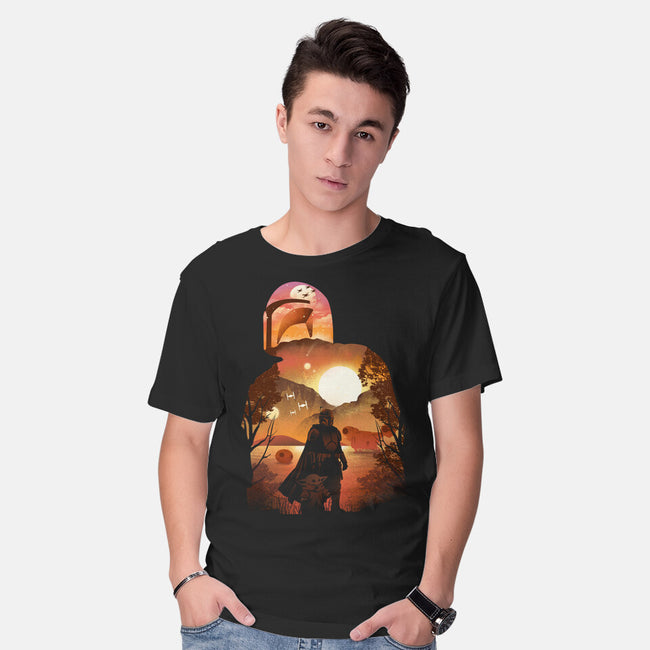 Bounty Hunter Sunset-Mens-Basic-Tee-dandingeroz