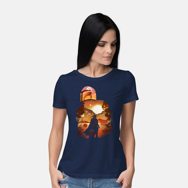 Bounty Hunter Sunset-Womens-Basic-Tee-dandingeroz