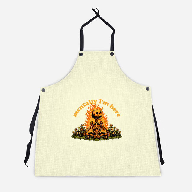 Mentally Here Skeleton-Unisex-Kitchen-Apron-Studio Mootant