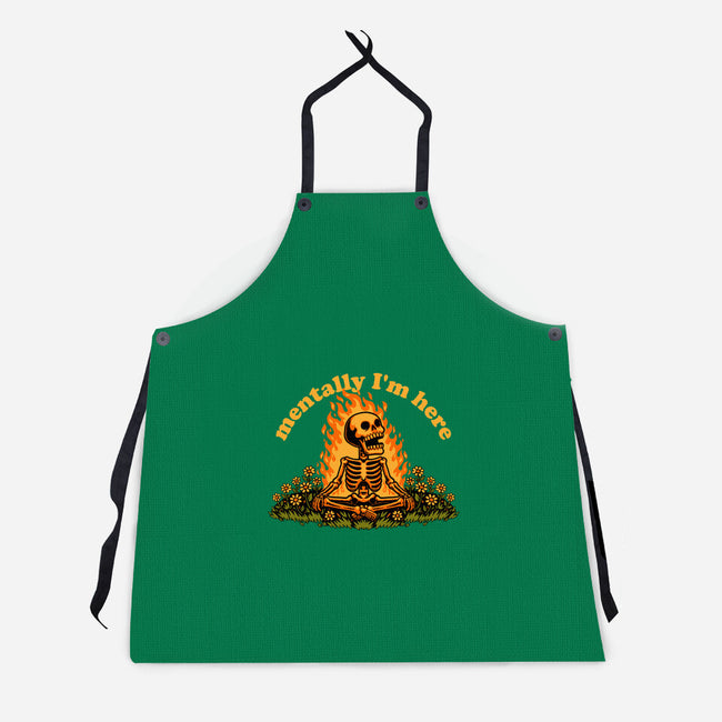 Mentally Here Skeleton-Unisex-Kitchen-Apron-Studio Mootant