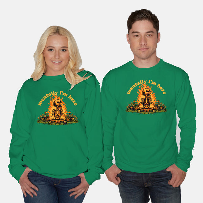 Mentally Here Skeleton-Unisex-Crew Neck-Sweatshirt-Studio Mootant