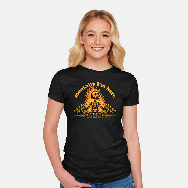 Mentally Here Skeleton-Womens-Fitted-Tee-Studio Mootant