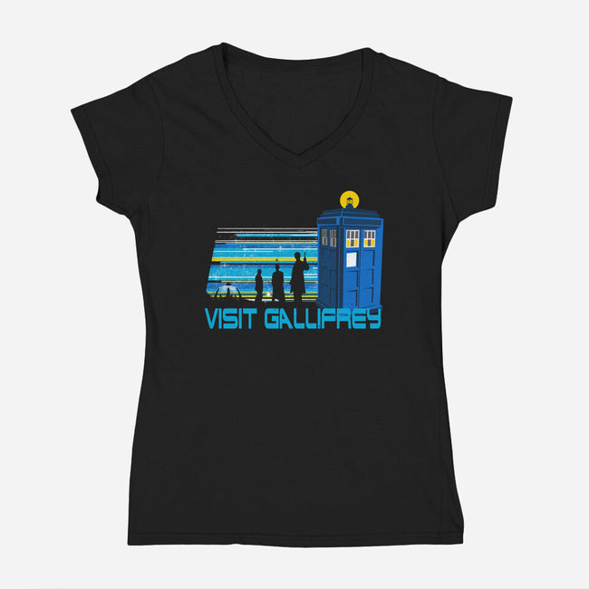 A Trip To Gallifrey-Womens-V-Neck-Tee-kharmazero