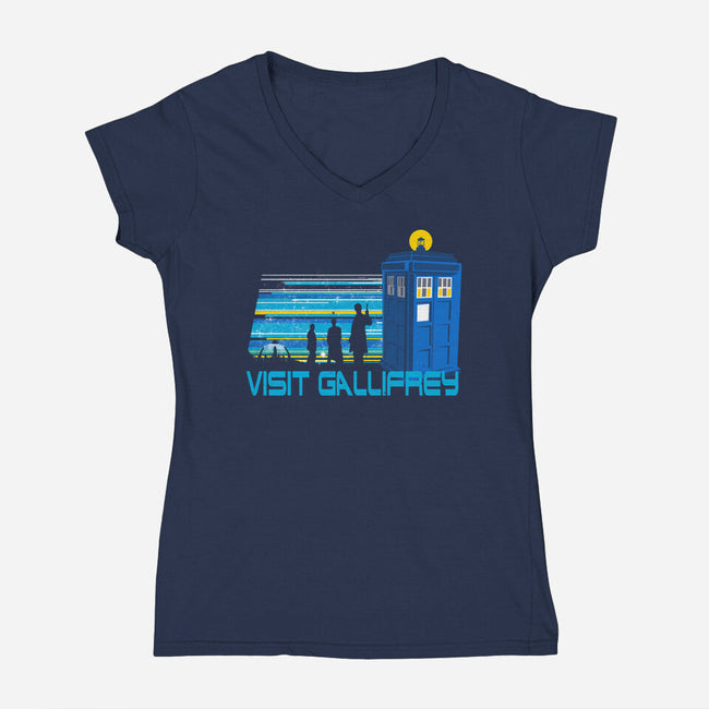A Trip To Gallifrey-Womens-V-Neck-Tee-kharmazero