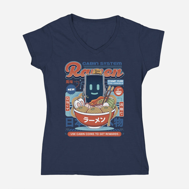 Cabin Coins Ramen Vintage-Womens-V-Neck-Tee-LAGELANTEE
