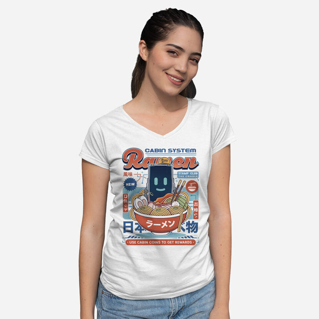 Cabin Coins Ramen Vintage-Womens-V-Neck-Tee-LAGELANTEE
