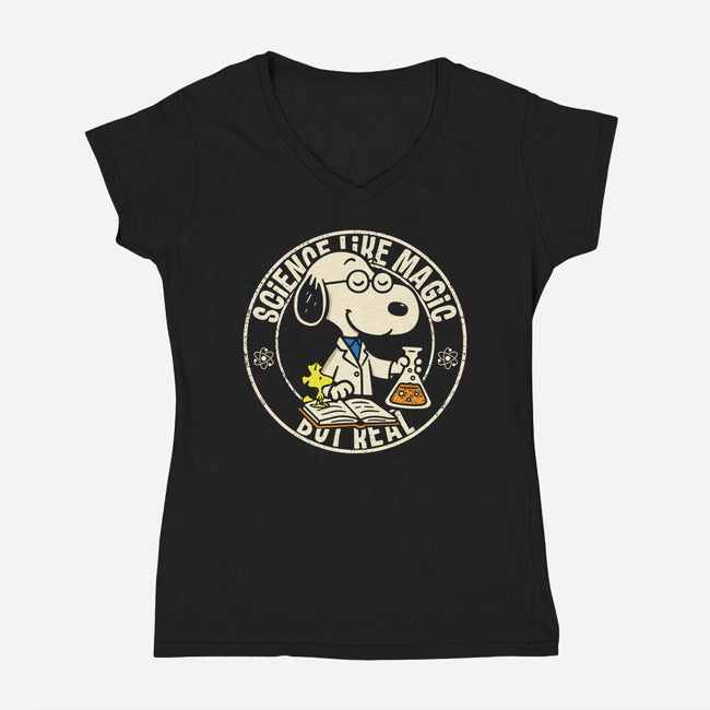 Science Like Magic But Real-Womens-V-Neck-Tee-turborat14